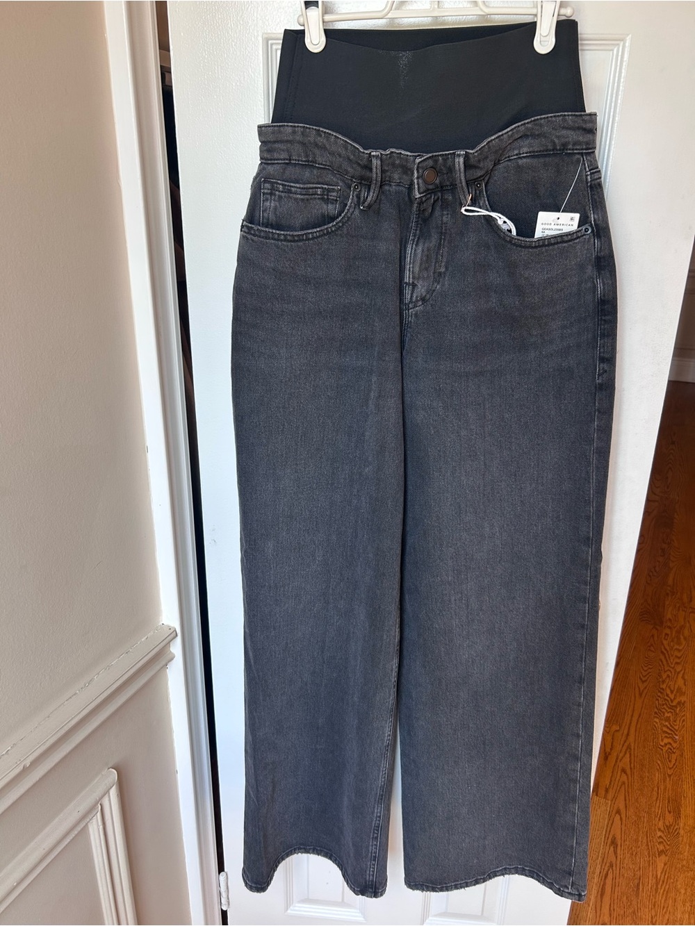 Good American Wide Leg Solution Jeans Black377 - Picture 3 of 15